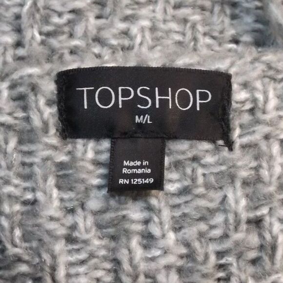 TOPSHOP Poncho/Cape/Vest, M/L, Gray, Fringe, Scoop neckline - Picture 11 of 11